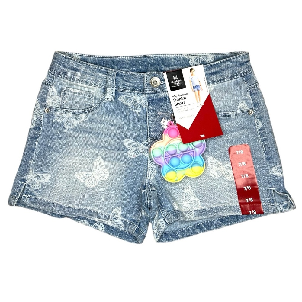 Member's Mark Girl's Favorite Adjustable Waist Stretch Denim Shorts Size 7/8 NWT - Picture 1 of 3